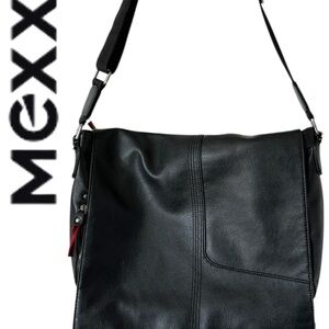 Mexx Black Leather Messenger Bag